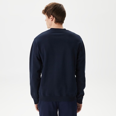  ERKEK BASKILI BİSİKLET YAKA LACİVERT SWEATSHIRT