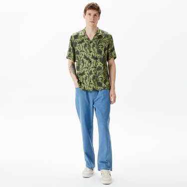  ERKEK DESENLİ KISA KOLLU YEŞİL GÖMLEK