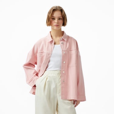 Nautica Kadın Pembe Oversize Fit Gömlek