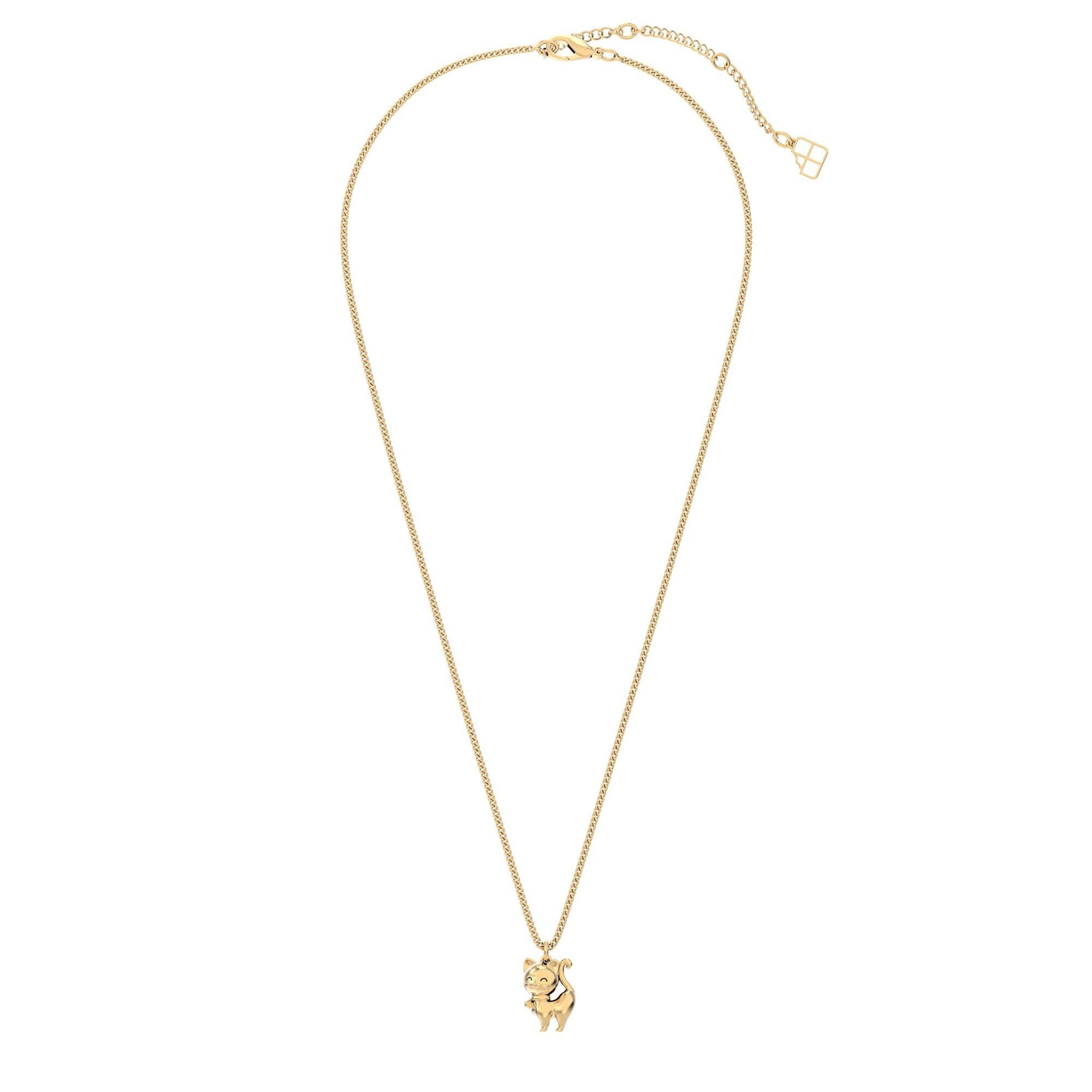 Chocli 18 Ayar Altın Kaplama Kedi Kolye