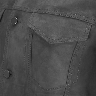  Erkek Gri Gömlek Yaka Süet Ceket