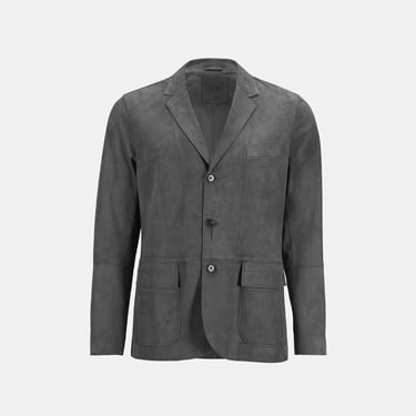  Erkek Gri Süet Blazer Ceket