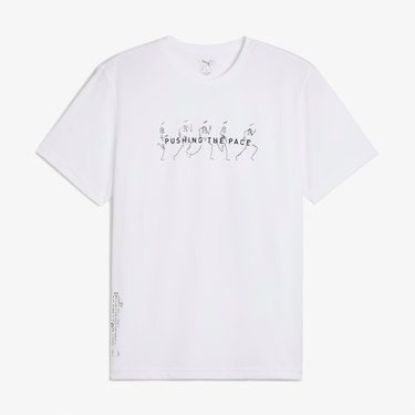  Puma Graphics Running illustratio Erkek Beyaz T-Shirt