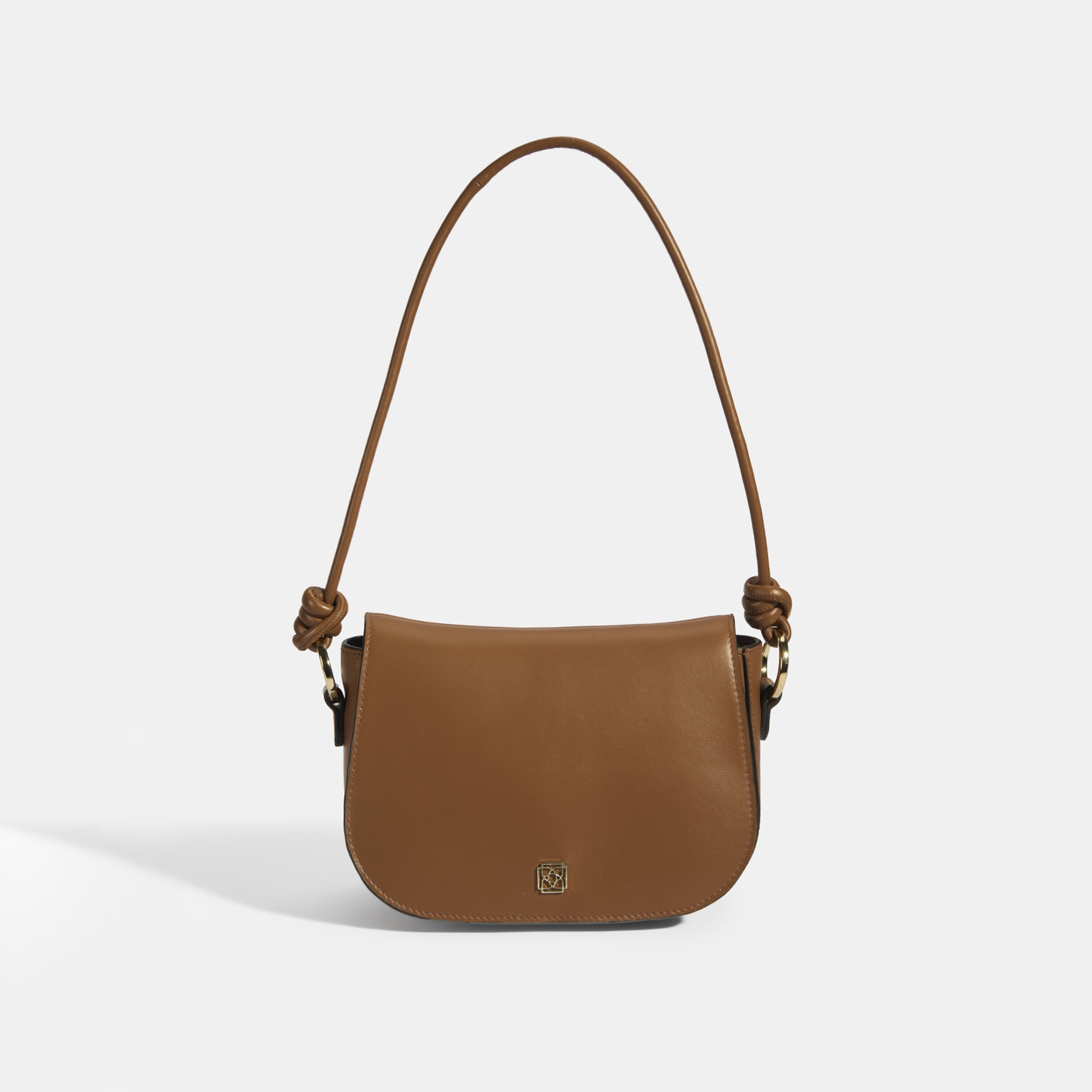 Kadın Düğüm Askılı Konyak Deri Omuz Çantası