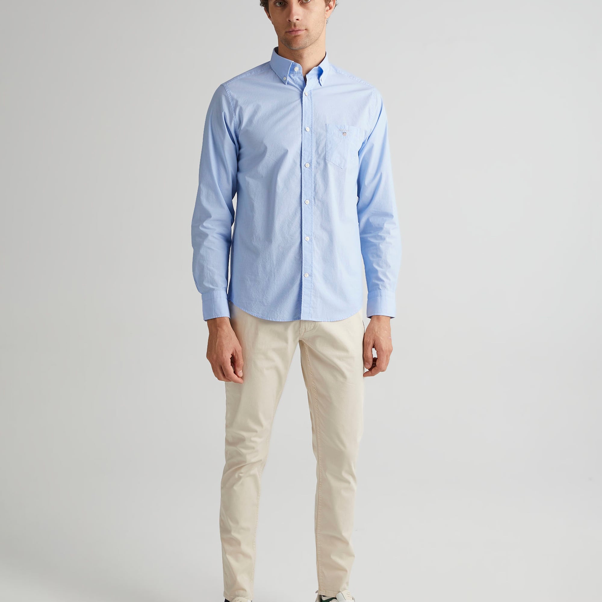 GANT Erkek Mavi Regular Fit Düğmeli Yaka Broadcloth Gömlek