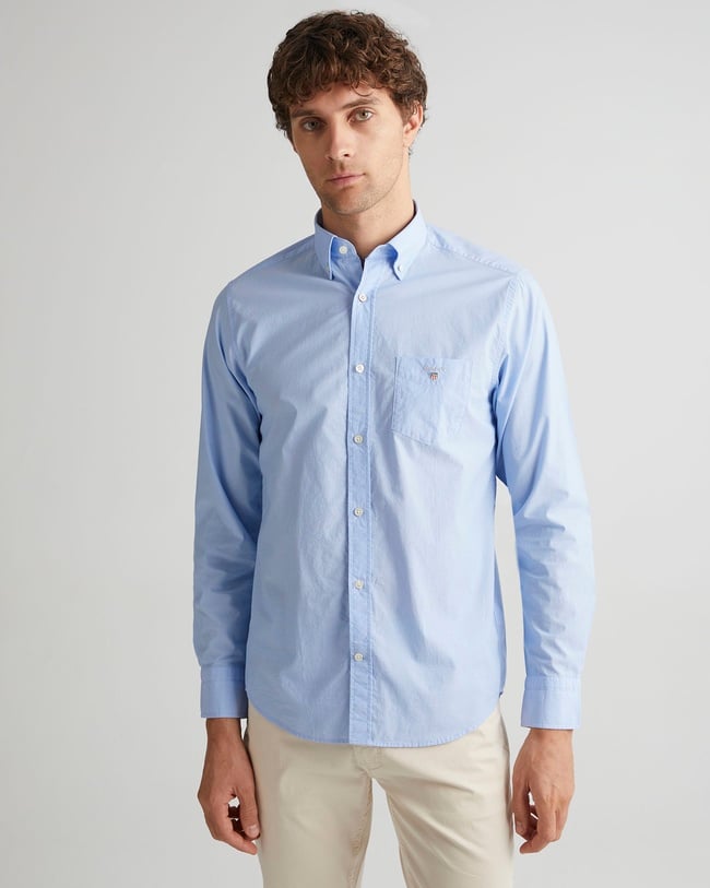  GANT Erkek Mavi Regular Fit Düğmeli Yaka Broadcloth Gömlek