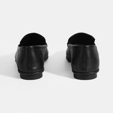  Erkek Siyah Slip-On Deri Loafer