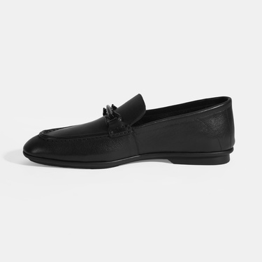  Erkek Siyah Slip-On Deri Loafer