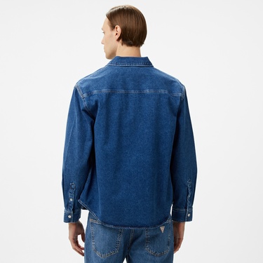  Calvin Klein Jeans Regular Linear Denim Erkek Mavi Gömlek