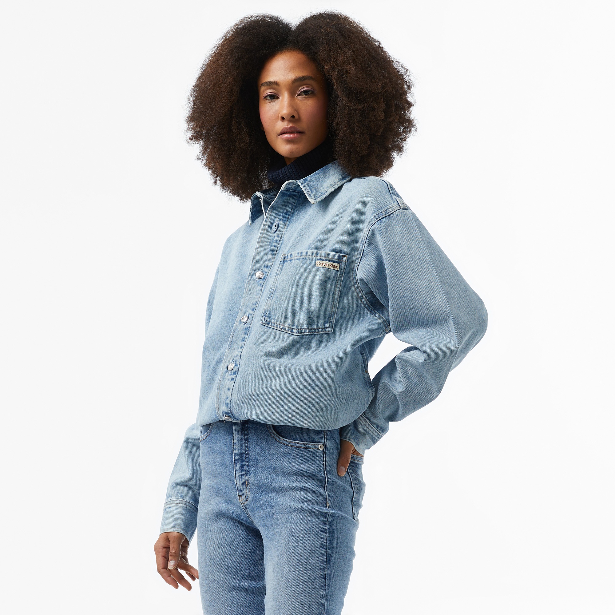 Calvin Klein Jeans Dad Denim Kadın Mavi Gömlek