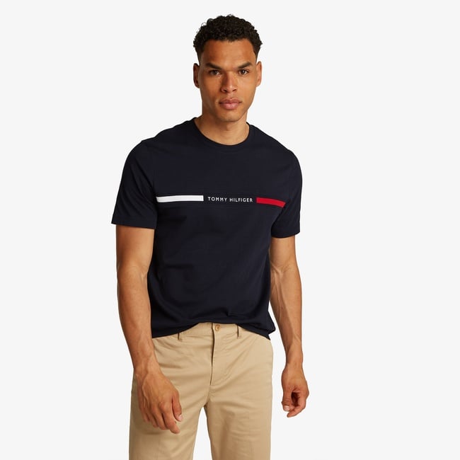  Tommy Hilfiger Chest Insert Erkek Mavi T-Shirt