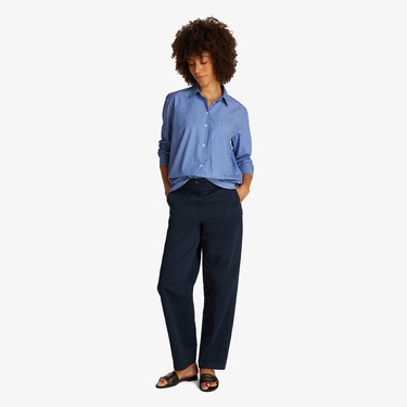  Tommy Hilfiger Ess Poplin Easy Fit Kadın Mavi Gömlek