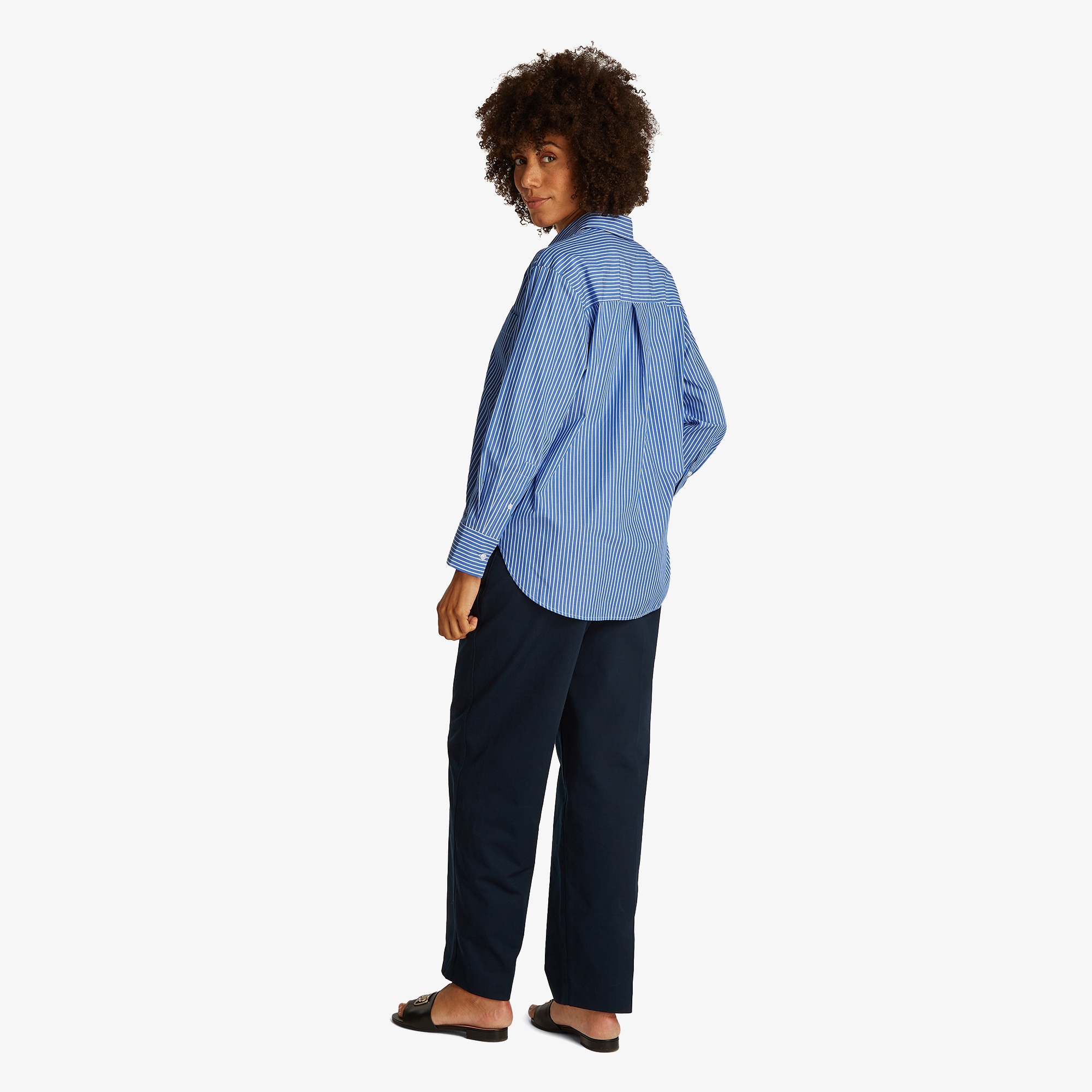 Tommy Hilfiger Ess Poplin Easy Fit Kadın Mavi Gömlek