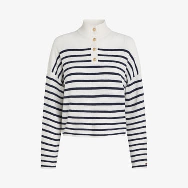  Tommy Hilfiger Gold Button Kadın Beyaz Polo Yaka T-Shirt