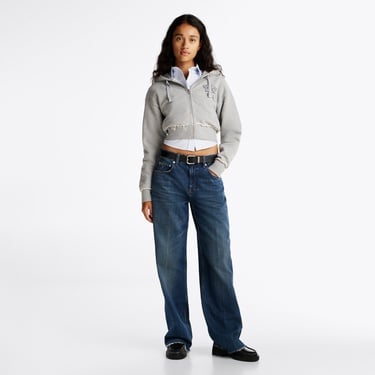  Tommy Jeans Prep Varsity Zip-Thru Kadın Gri Sweatshirt