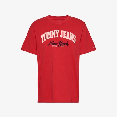  Tommy Jeans Relax Varsity Kadın Kırmızı T-Shirt
