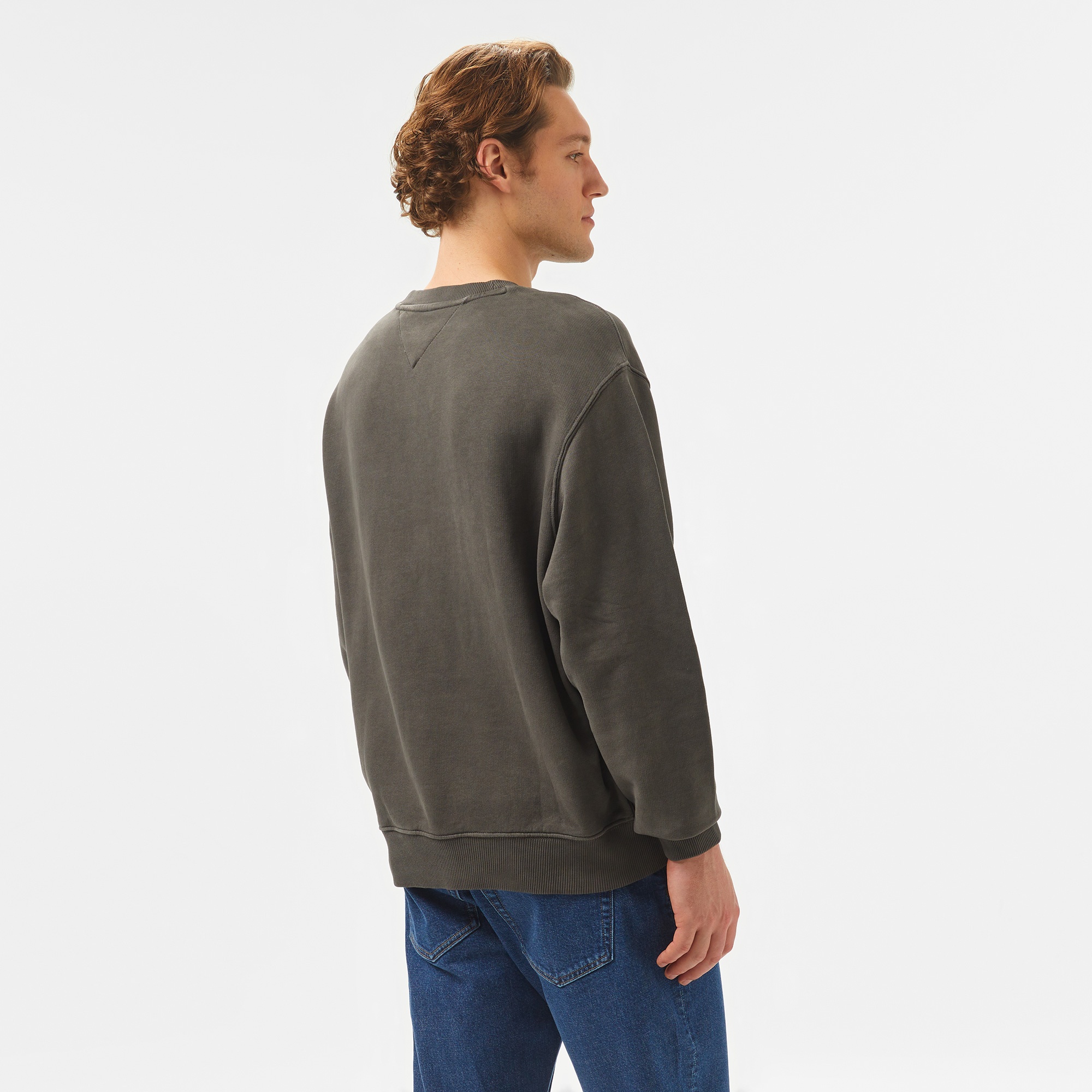 Tommy Jeans Relax Vintage Varsity Crew Erkek Siyah Sweatshirt