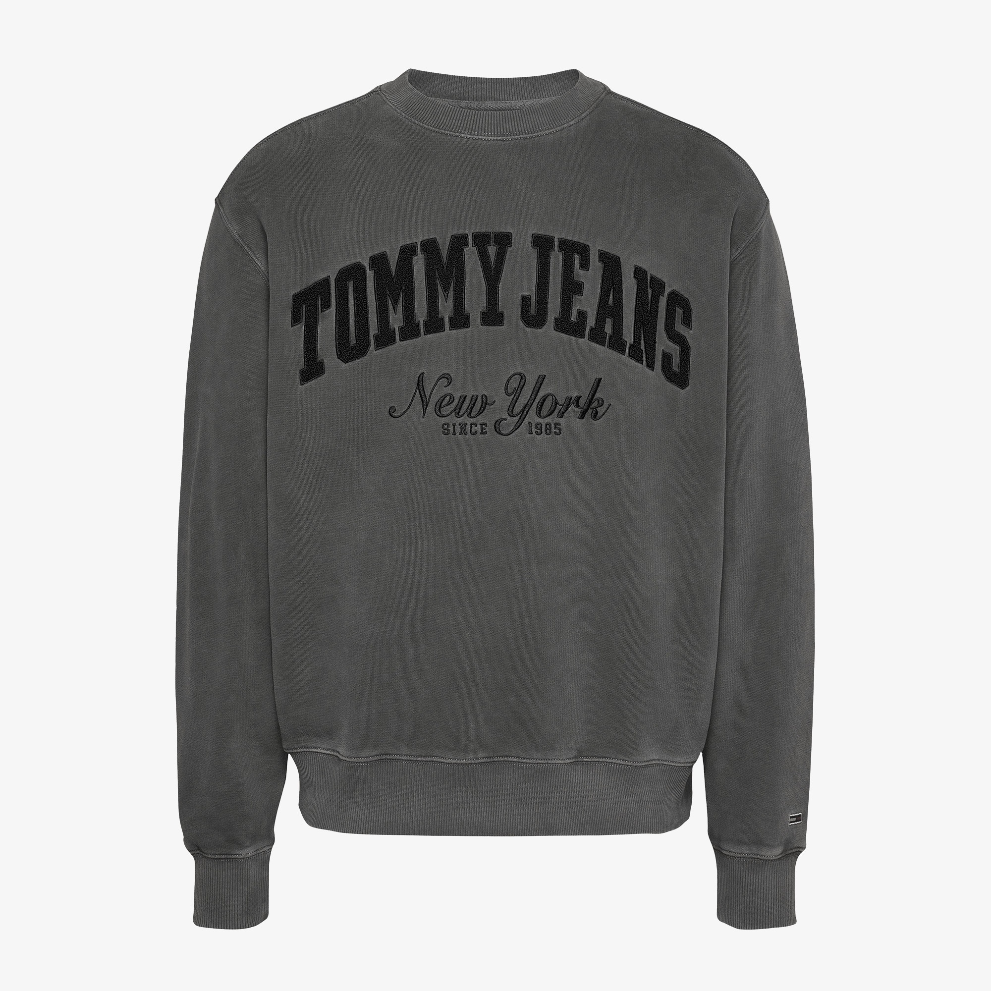 Tommy Jeans Relax Vintage Varsity Crew Erkek Siyah Sweatshirt