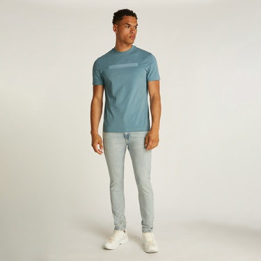  Calvin Klein Structured Embroidery Erkek Mavi T-Shirt