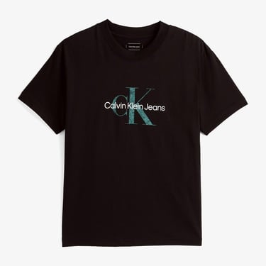  Calvin Klein Textured Monologo Erkek Siyah T-Shirt