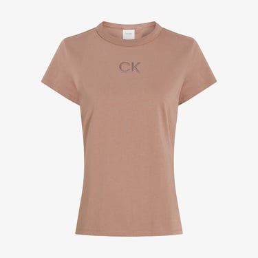  Calvin Klein Slim Kadın Kahverengi T-Shirt