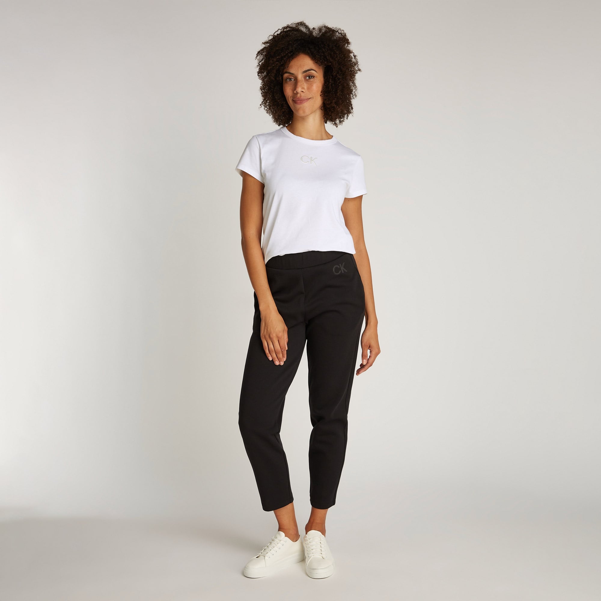 Calvin Klein Satin Slim Kadın Beyaz T-Shirt