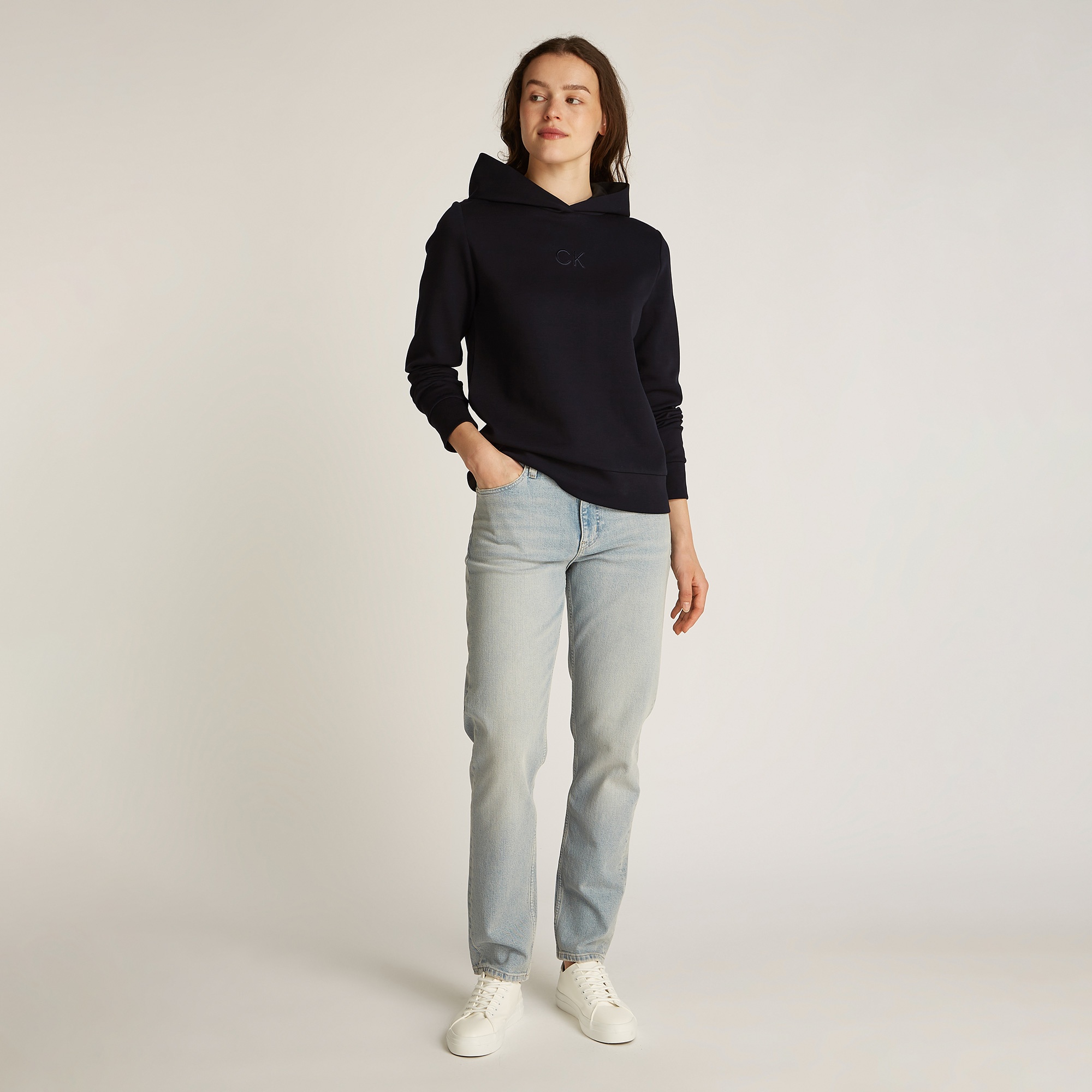 Calvin Klein Satin Regular Kadın Siyah Sweatshirt