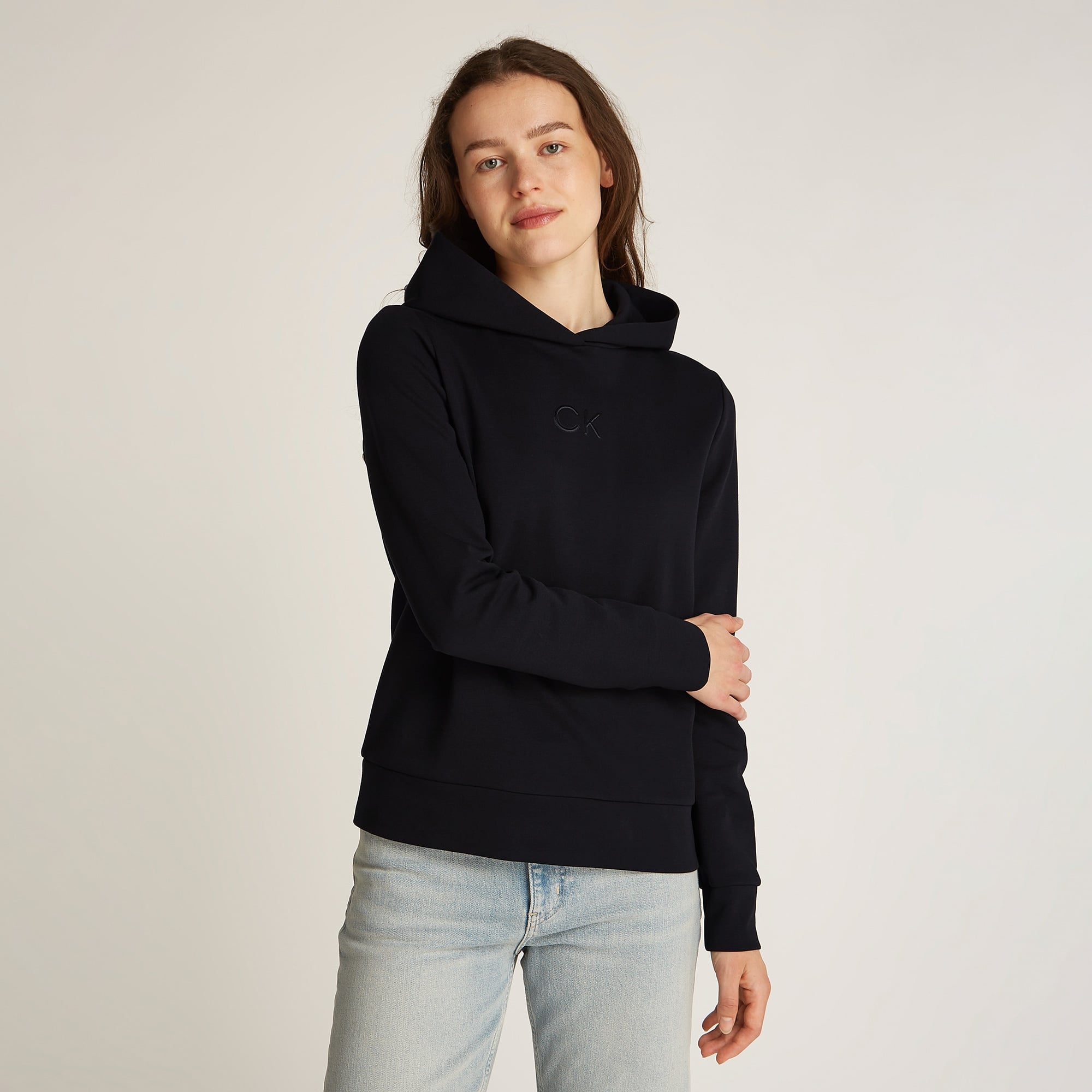 Calvin Klein Satin Regular Kadın Siyah Sweatshirt
