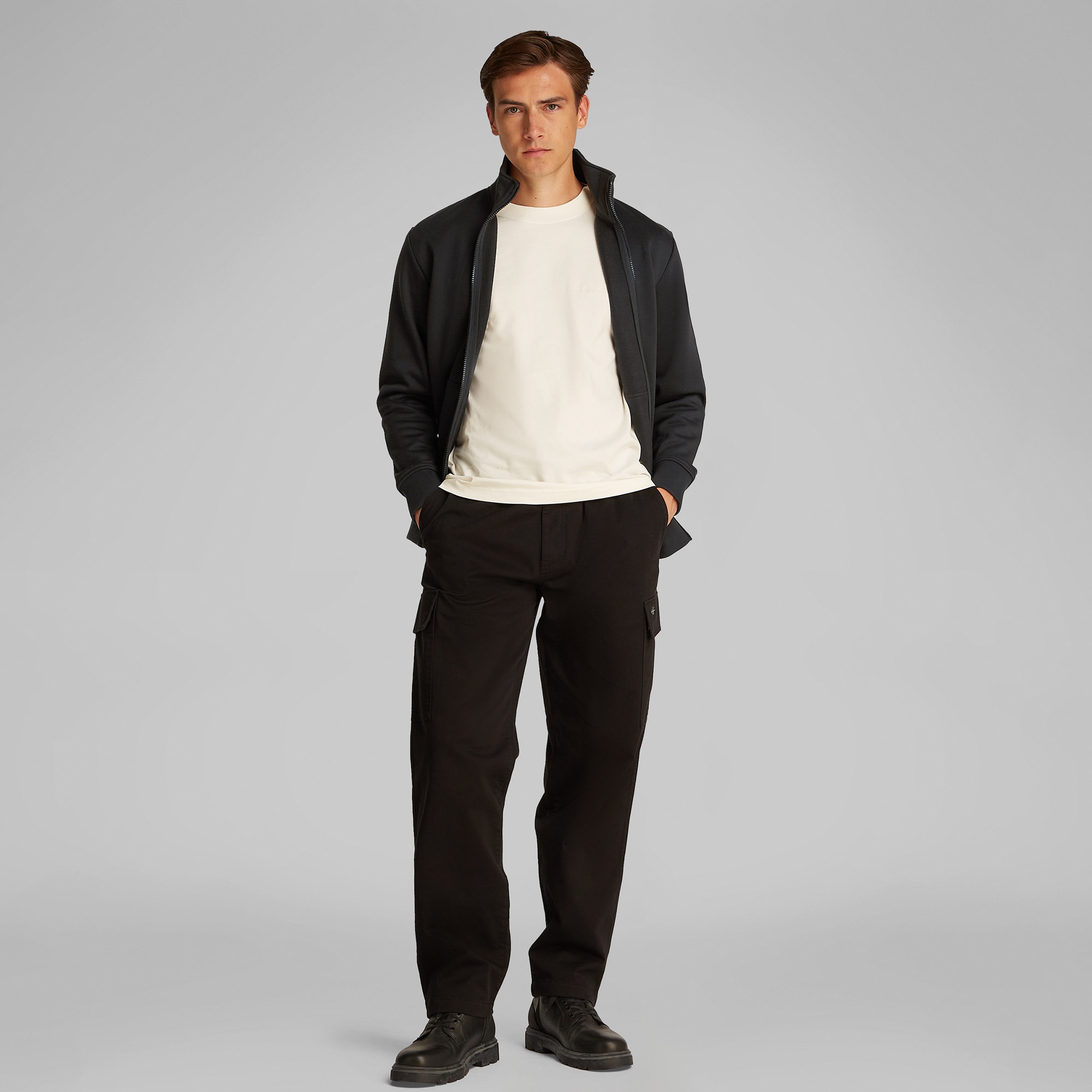 Calvin Klein Logo Tape Fermuarlı Erkek Siyah Sweatshirt