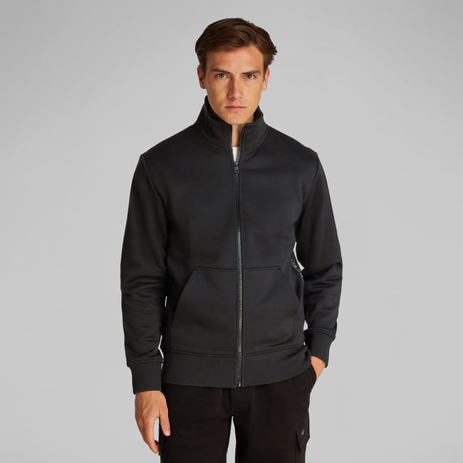  Calvin Klein Logo Tape Fermuarlı Erkek Siyah Sweatshirt