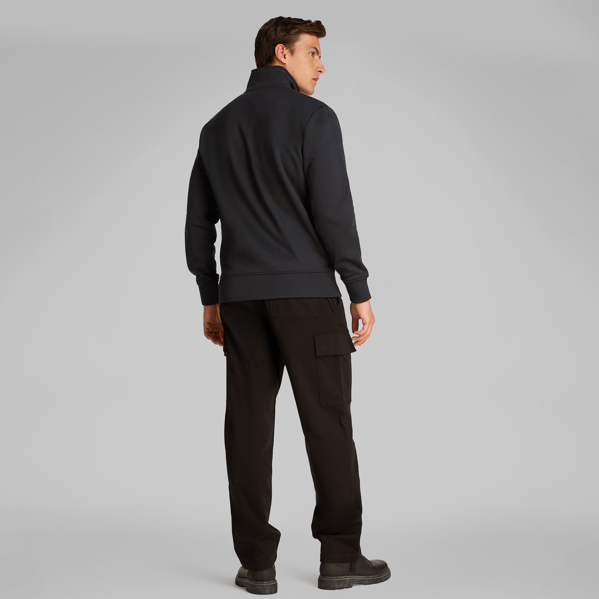 Calvin Klein Logo Tape Fermuarlı Erkek Siyah Sweatshirt