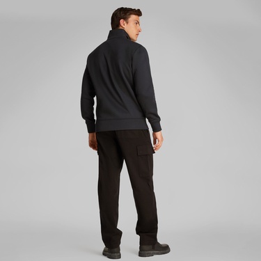  Calvin Klein Logo Tape Fermuarlı Erkek Siyah Sweatshirt