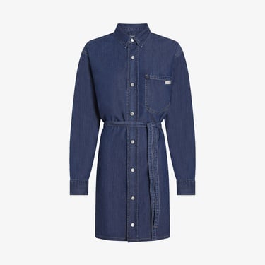  Calvin Klein Belted Tencel Denim Kadın Lacivert Elbise