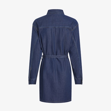  Calvin Klein Belted Tencel Denim Kadın Lacivert Elbise