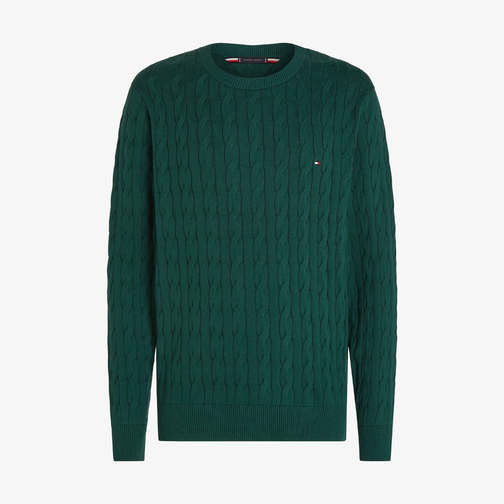 Tommy Hilfiger Classic Cotton Cable Erkek Yeşil Triko