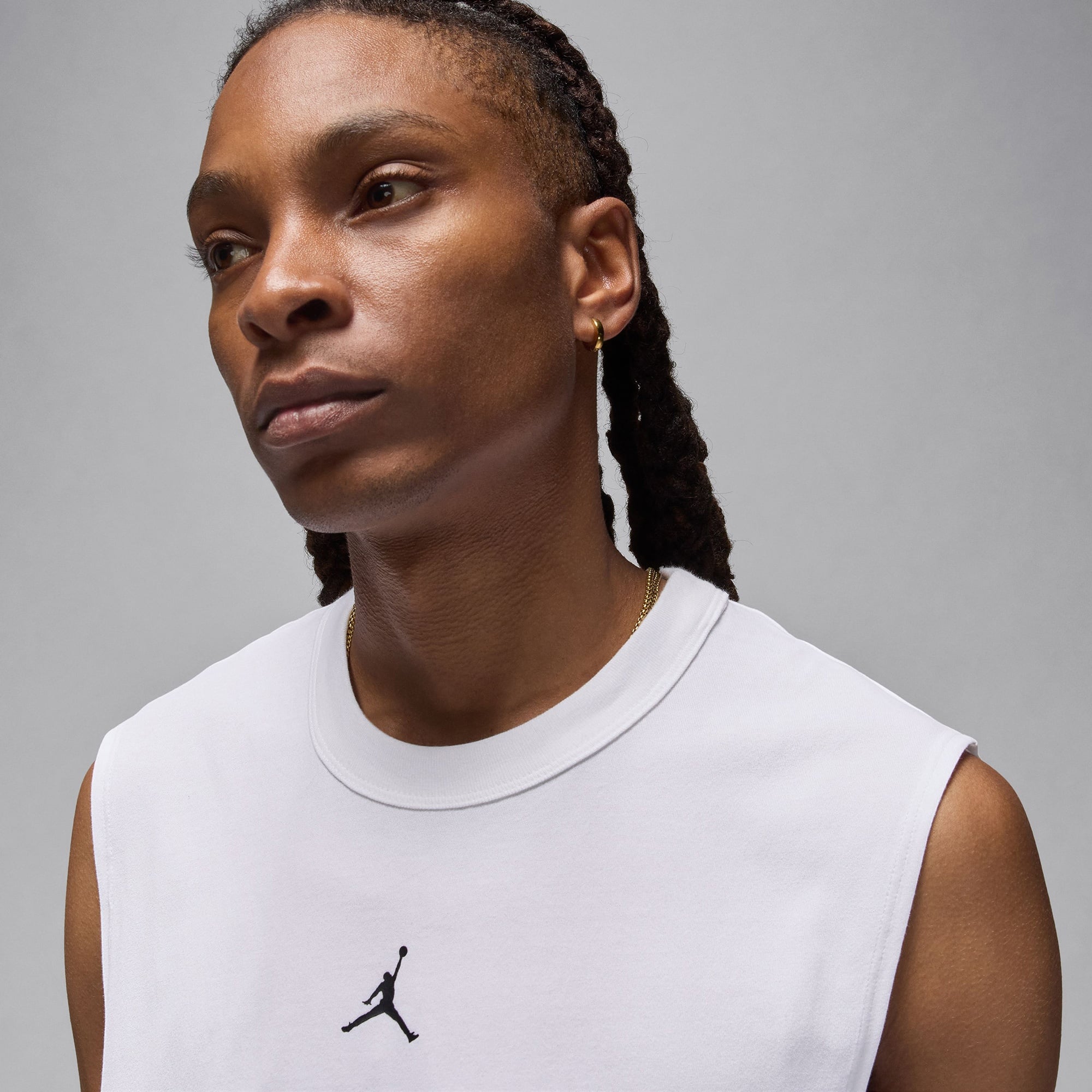 Jordan Dri-Fit Sport Erkek Beyaz Kolsuz T-Shirt