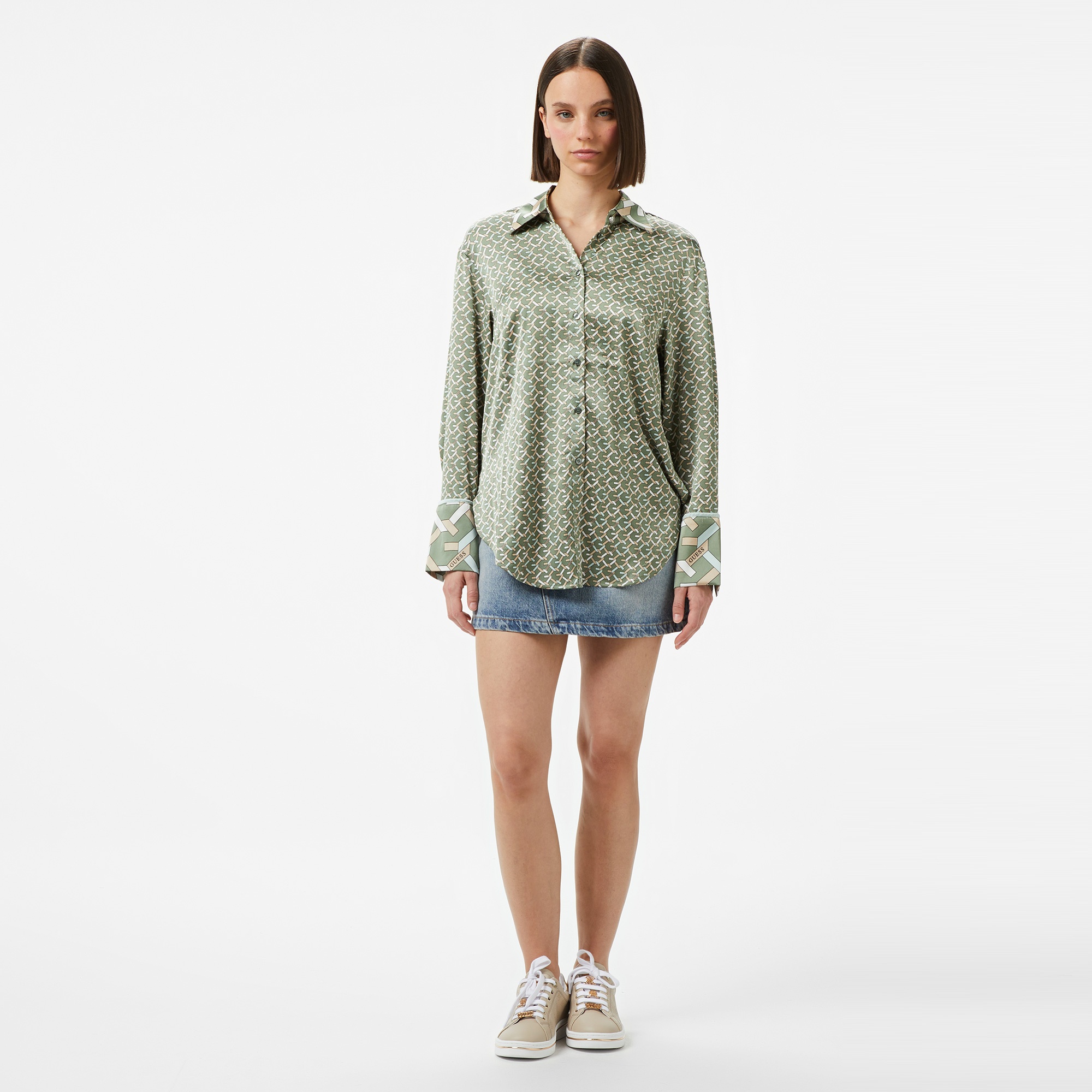 Guess Ls Alexandra Shirt Uma Charm 92 Kadın Renkli Gömlek