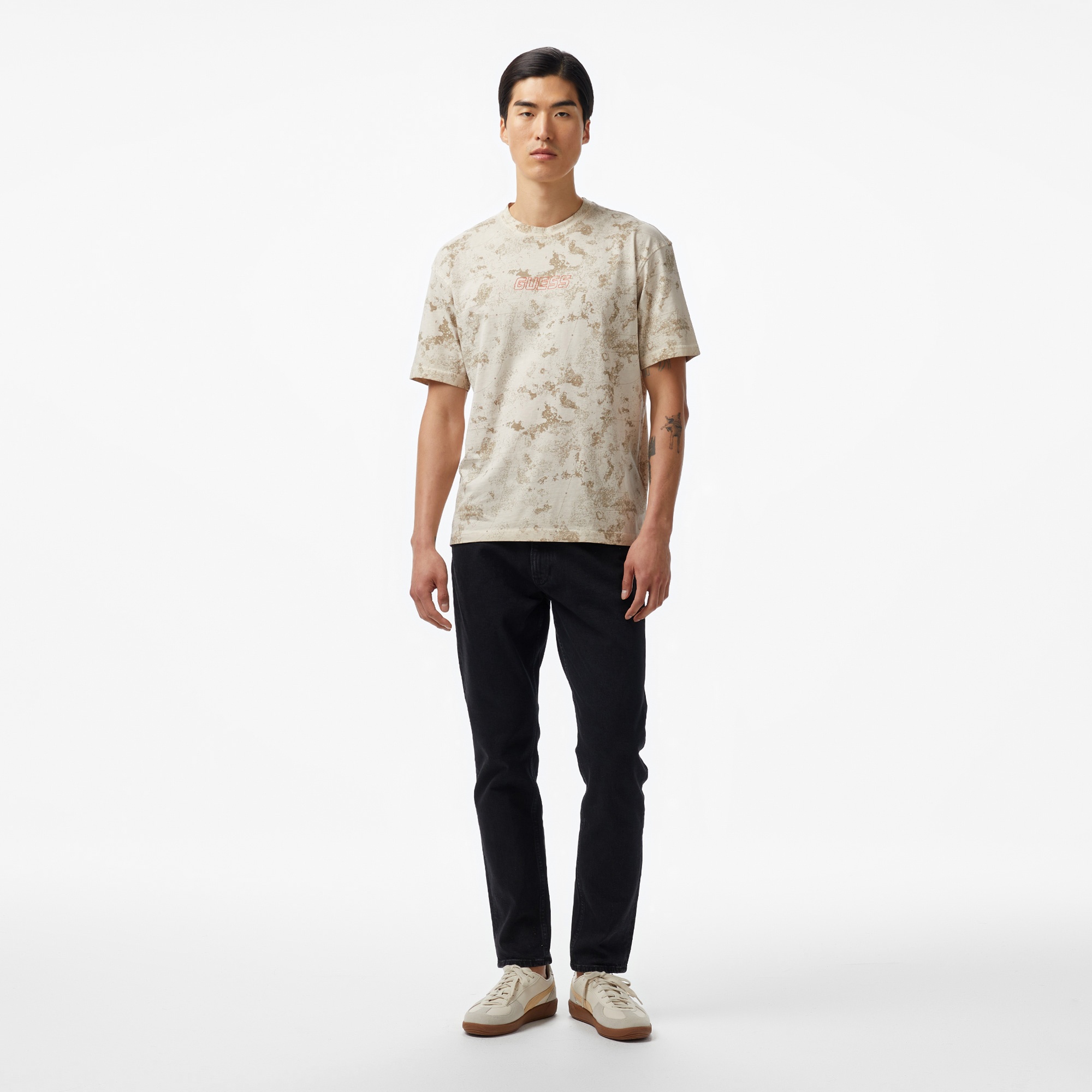 Guess Muscari Cn Mid Organiceam 180 Erkek Bej T-Shirt