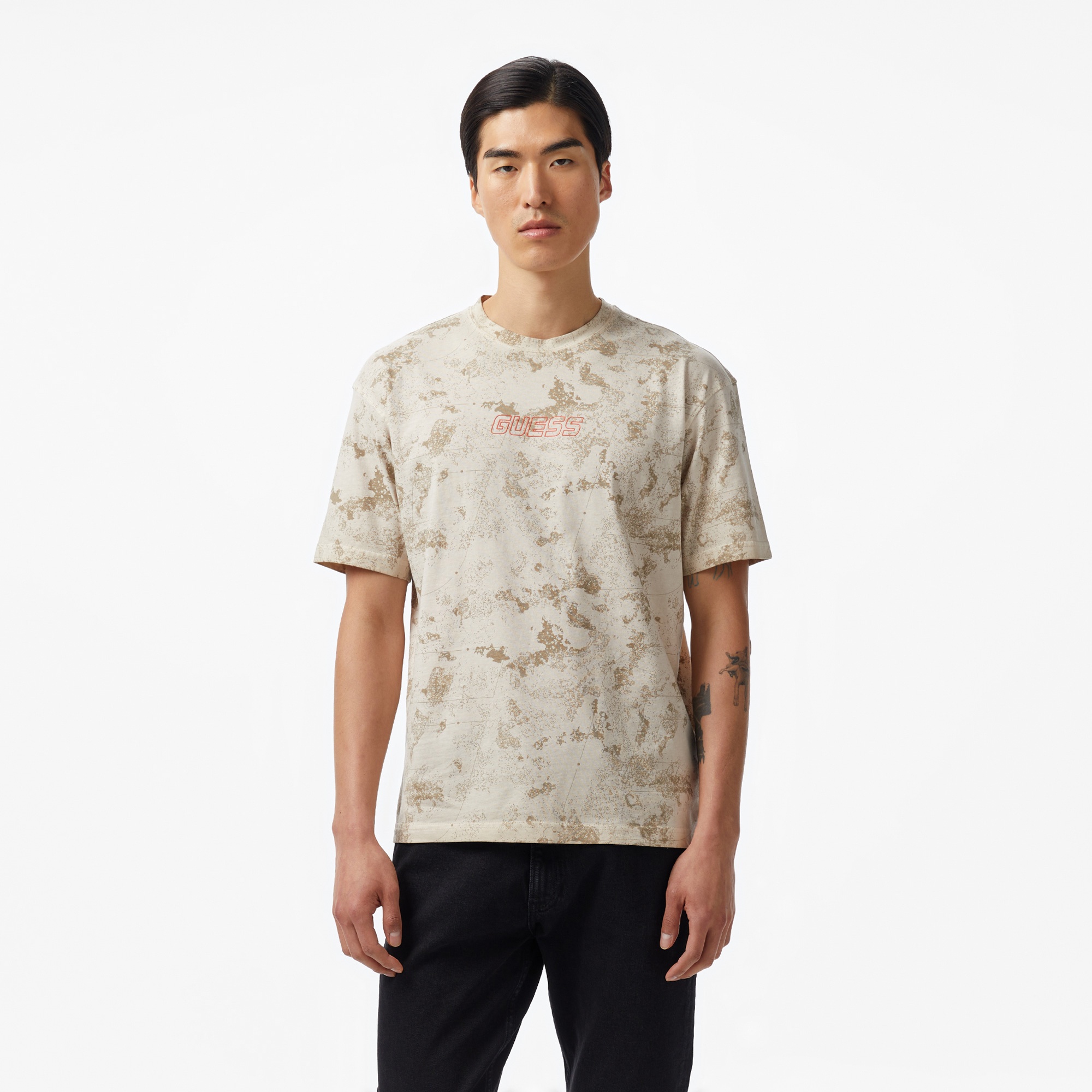 Guess Muscari Cn Mid Organiceam 180 Erkek Bej T-Shirt