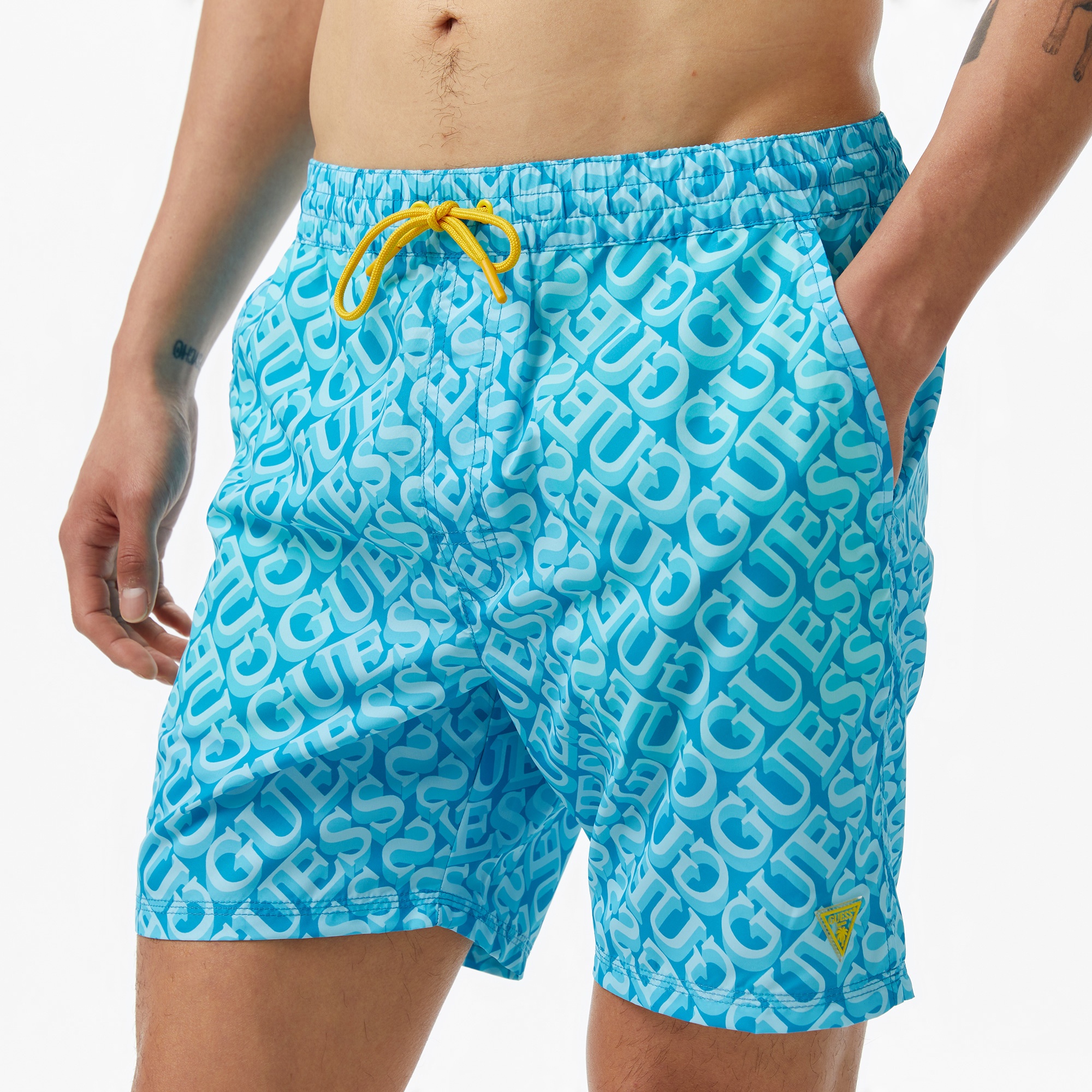Guess Swimtrunk Medium Gue Soft Dull 75 Erkek Mavi Deniz Şortu