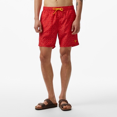  Guess Swimtrunk Medium Gue Soft Dull 75 Erkek Kırmızı Deniz Şortu