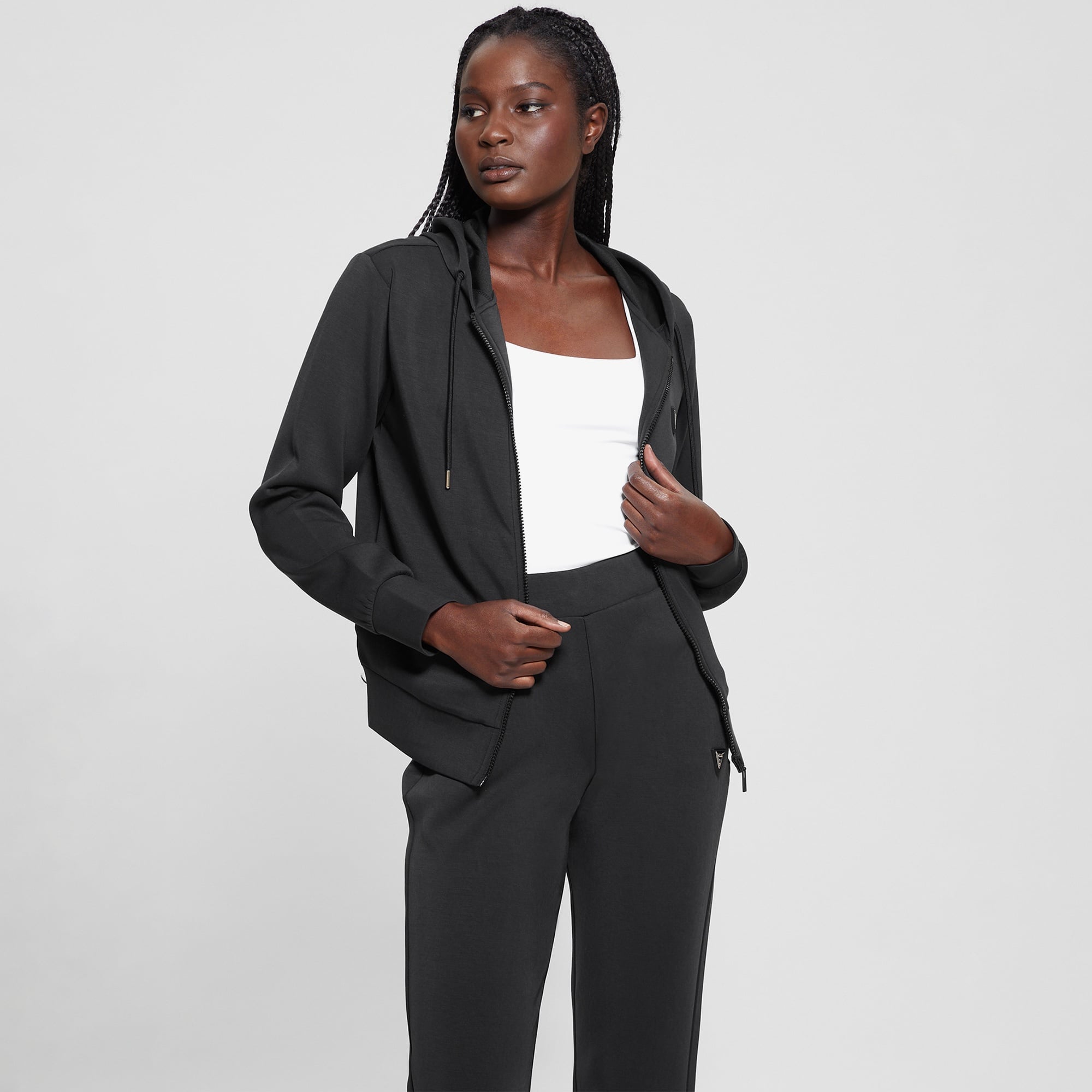 Guess Olympe Modal Midweight Scuba Kadın Siyah Hoodie