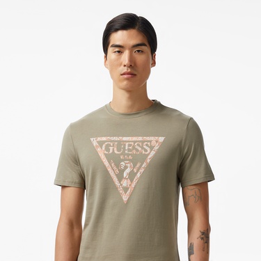  Guess Cn Triangle Mid Organiceam 180 Erkek Yeşil T-Shirt