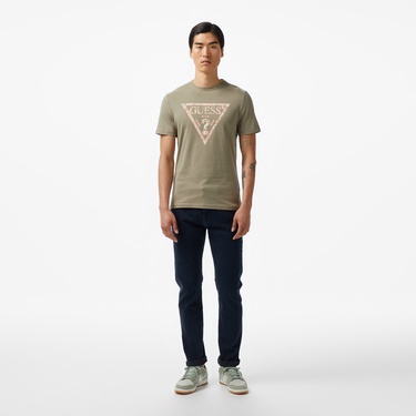  Guess Cn Triangle Mid Organiceam 180 Erkek Yeşil T-Shirt