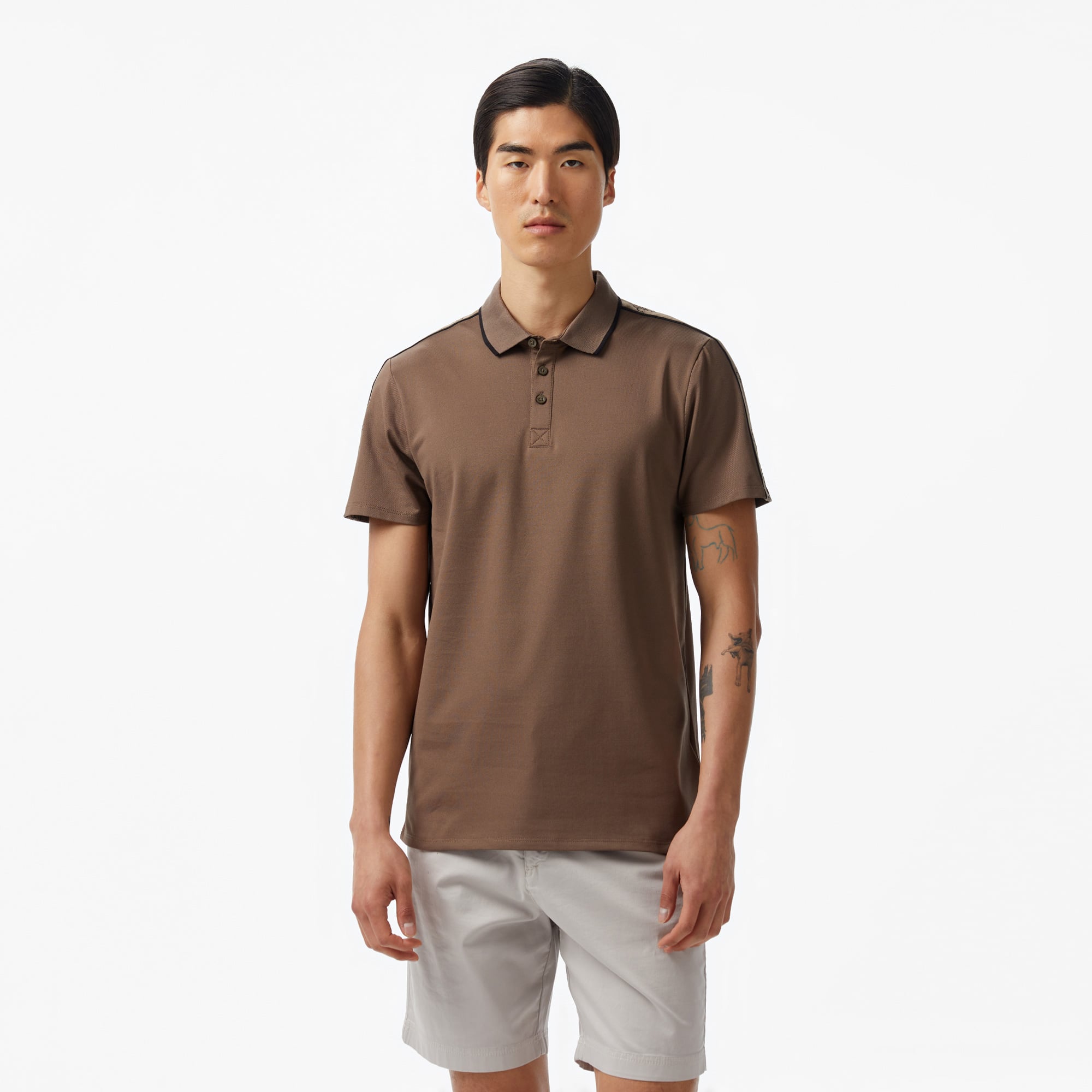  Guess Quattro Paul Pique 200 Erkek Kahverengi Polo