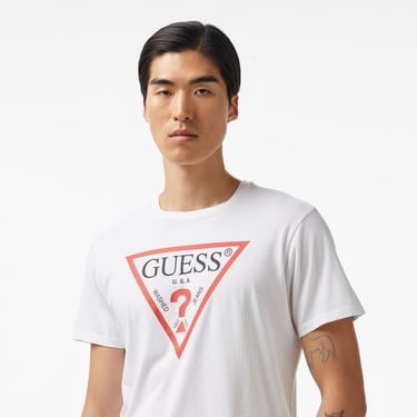  Guess Logombed 160 Erkek Beyaz T-Shirt
