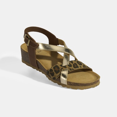  Leopar Kadın Toka Detaylı Nubuk Sandalet