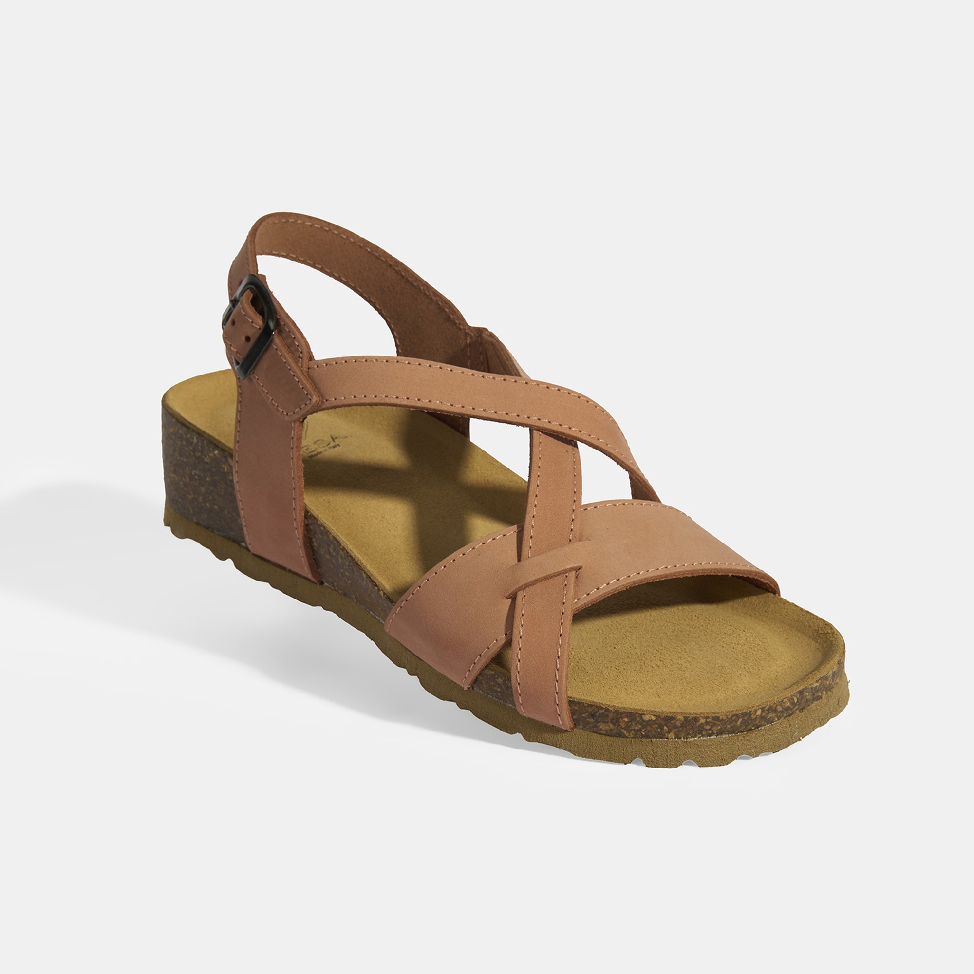 Pembe Kadın Toka Detaylı Süet Sandalet