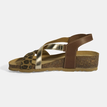  Leopar Kadın Toka Detaylı Nubuk Sandalet