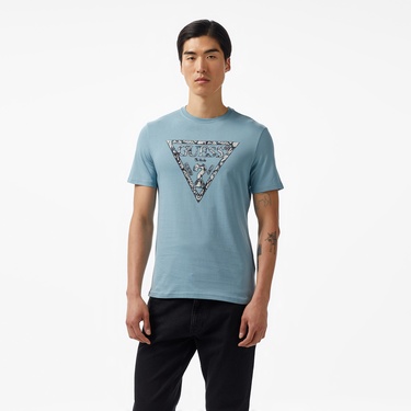  Guess Triangle Mid Organic Stream 180 Erkek Mavi T-Shirt